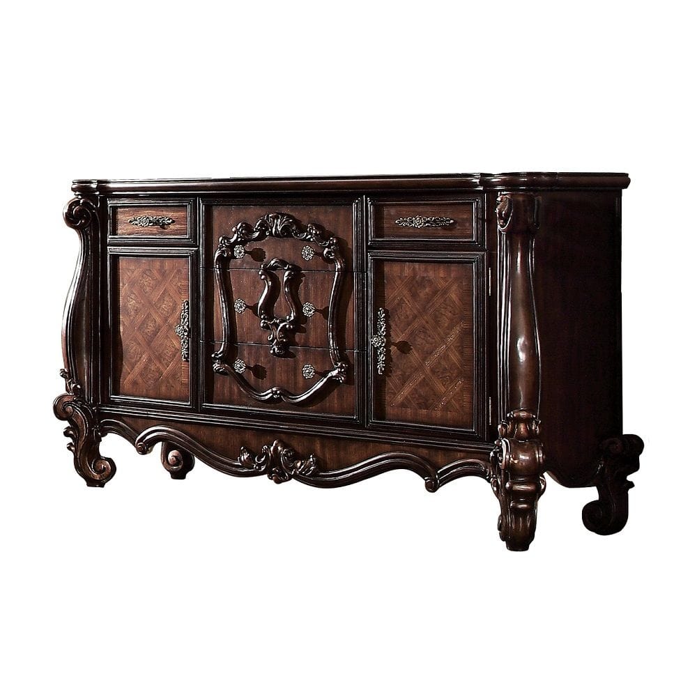 70" Cherry Oak Solid Wood Five Drawer Combo Dresser - Homeroots - Flyclothing LLC