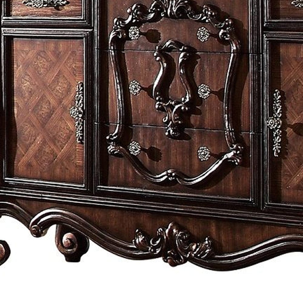 70" Cherry Oak Solid Wood Five Drawer Combo Dresser - Homeroots - Flyclothing LLC