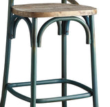 21" Brown And Turquoise Solid Wood And Metal Bar Chair - Homeroots - Flyclothing LLC