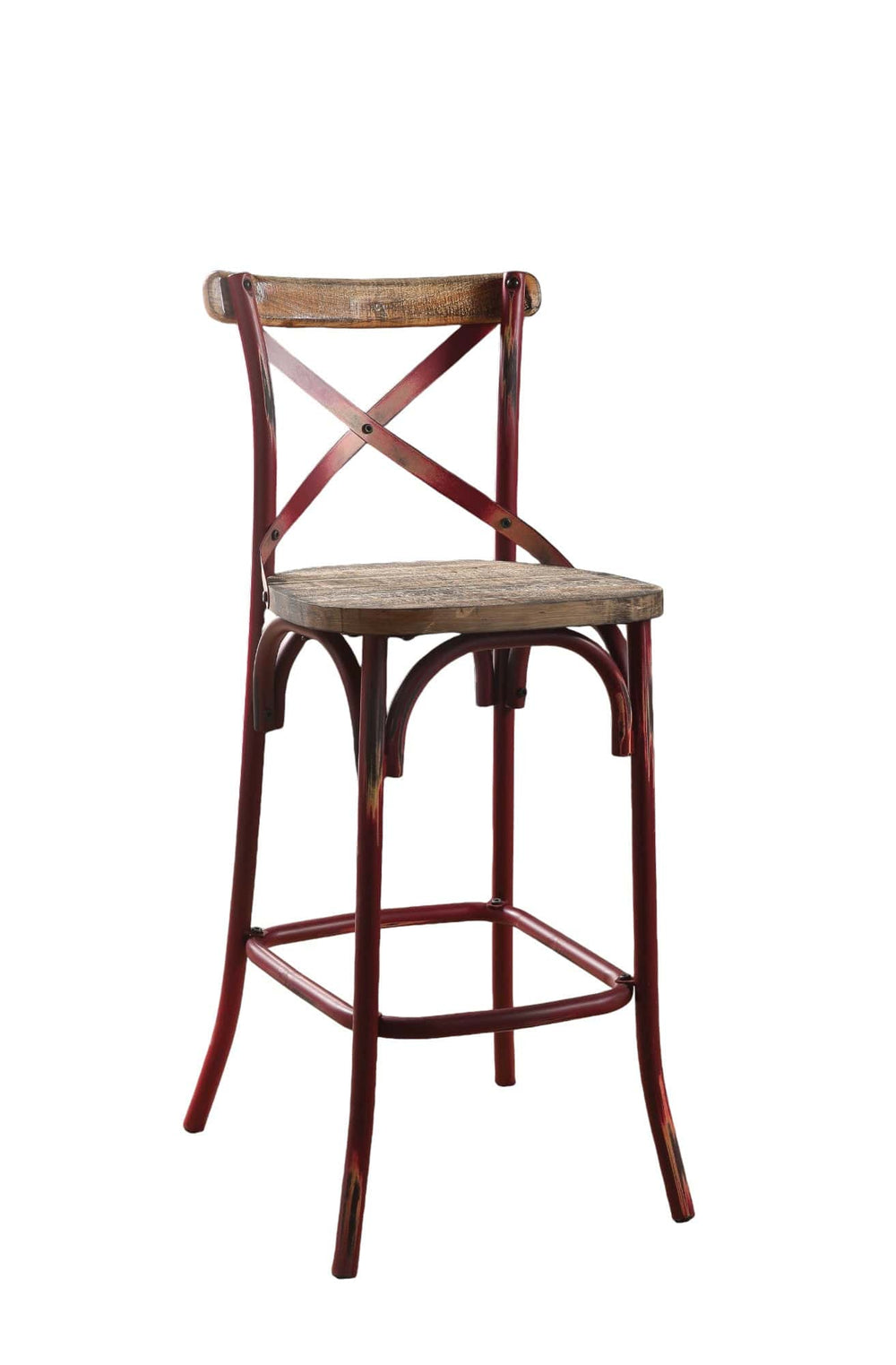 21" Brown And Red Iron Bar Chair - Homeroots