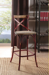 21" Brown And Red Iron Bar Chair - Homeroots