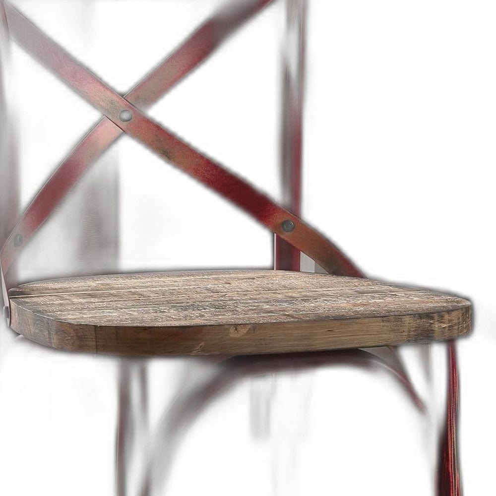 21" Brown And Red Iron Bar Chair - Homeroots