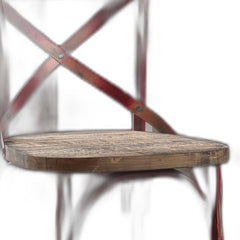 21" Brown And Red Iron Bar Chair - Homeroots