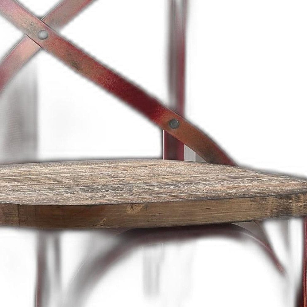 21" Brown And Red Iron Bar Chair - Homeroots