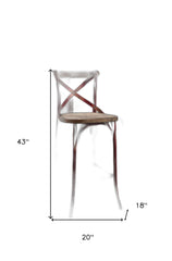 21" Brown And Red Iron Bar Chair - Homeroots