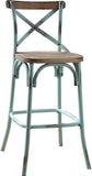 21" Brown And Sky Blue Iron Bar Chair - Homeroots