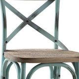 21" Brown And Sky Blue Iron Bar Chair - Homeroots - Flyclothing LLC