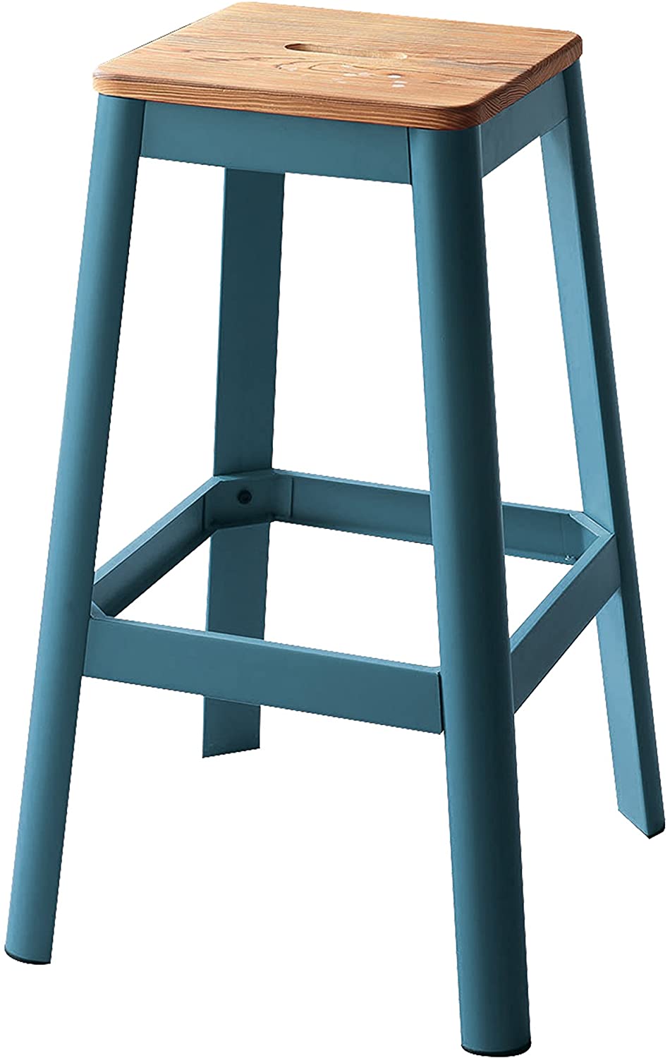 30" Wood Brown And Green Solid Wood And Metal Counter Height Bar Chair - Homeroots - Flyclothing LLC