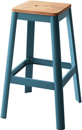 30" Wood Brown And Green Solid Wood And Metal Counter Height Bar Chair - Homeroots - Flyclothing LLC