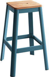 30" Wood Brown And Green Solid Wood And Metal Counter Height Bar Chair - Homeroots - Flyclothing LLC