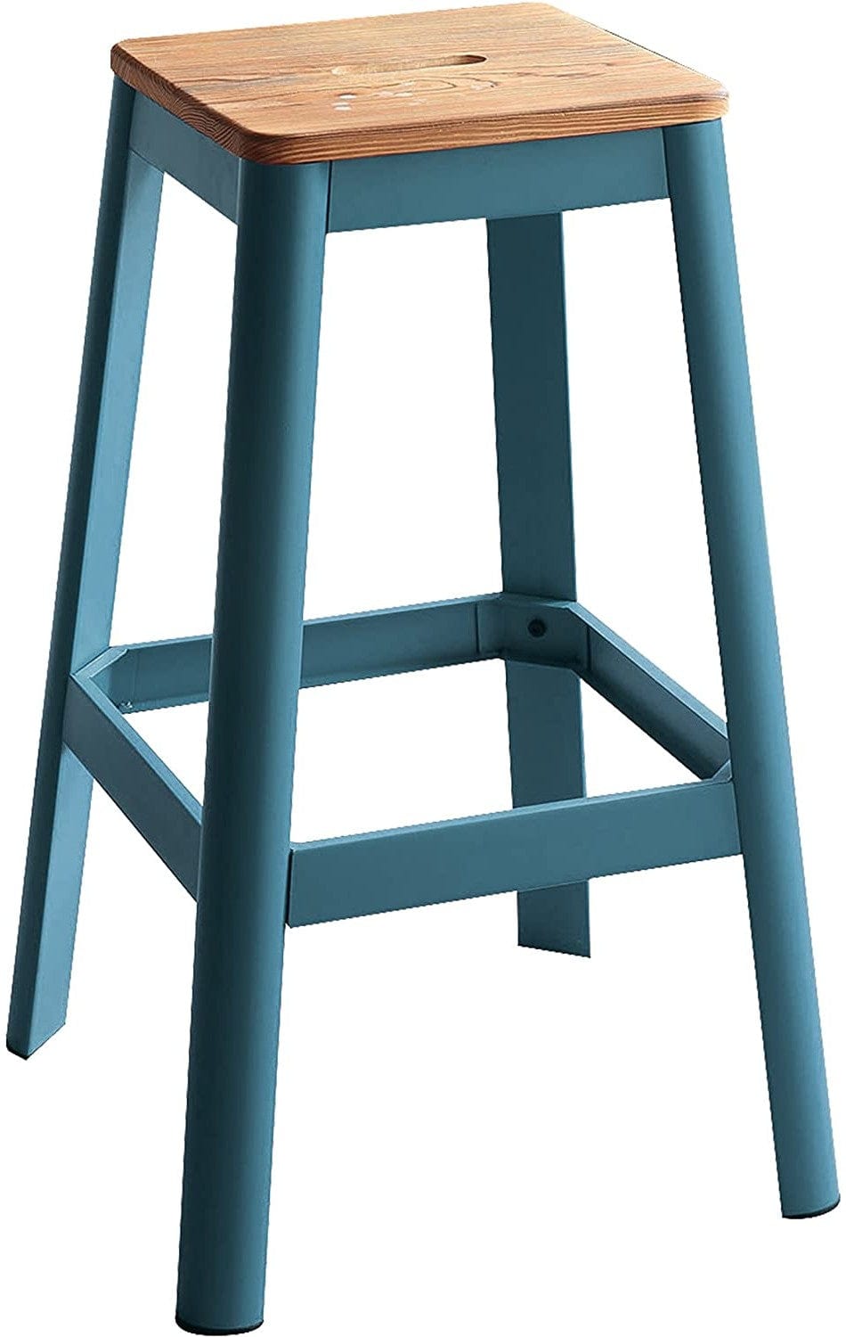 30" Wood Brown And Green Solid Wood And Metal Counter Height Bar Chair - Homeroots - Flyclothing LLC