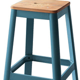 30" Wood Brown And Green Solid Wood And Metal Counter Height Bar Chair - Homeroots - Flyclothing LLC