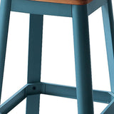 30" Wood Brown And Green Solid Wood And Metal Counter Height Bar Chair - Homeroots - Flyclothing LLC