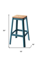 30" Wood Brown And Green Solid Wood And Metal Counter Height Bar Chair - Homeroots - Flyclothing LLC