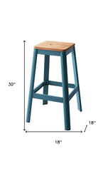 30" Wood Brown And Green Solid Wood And Metal Counter Height Bar Chair - Homeroots