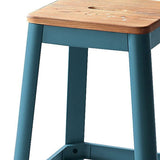 30" Wood Brown And Green Solid Wood And Metal Counter Height Bar Chair - Homeroots - Flyclothing LLC