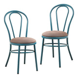 Set of Two Taupe And Teal Blue Upholstered Dining Side Chairs - Homeroots