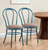 Set of Two Taupe And Teal Blue Upholstered Dining Side Chairs - Homeroots