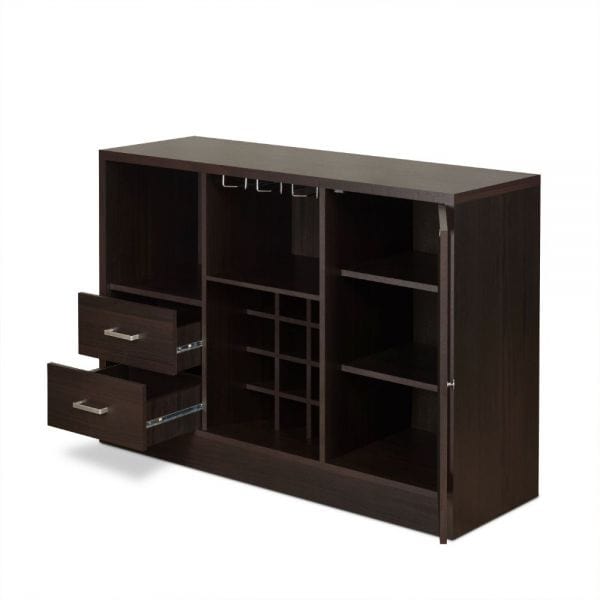 47" Espresso Solid Wood Frame With Five Shelves And Two Drawers - Homeroots