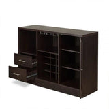 47" Espresso Solid Wood Frame With Five Shelves And Two Drawers - Homeroots