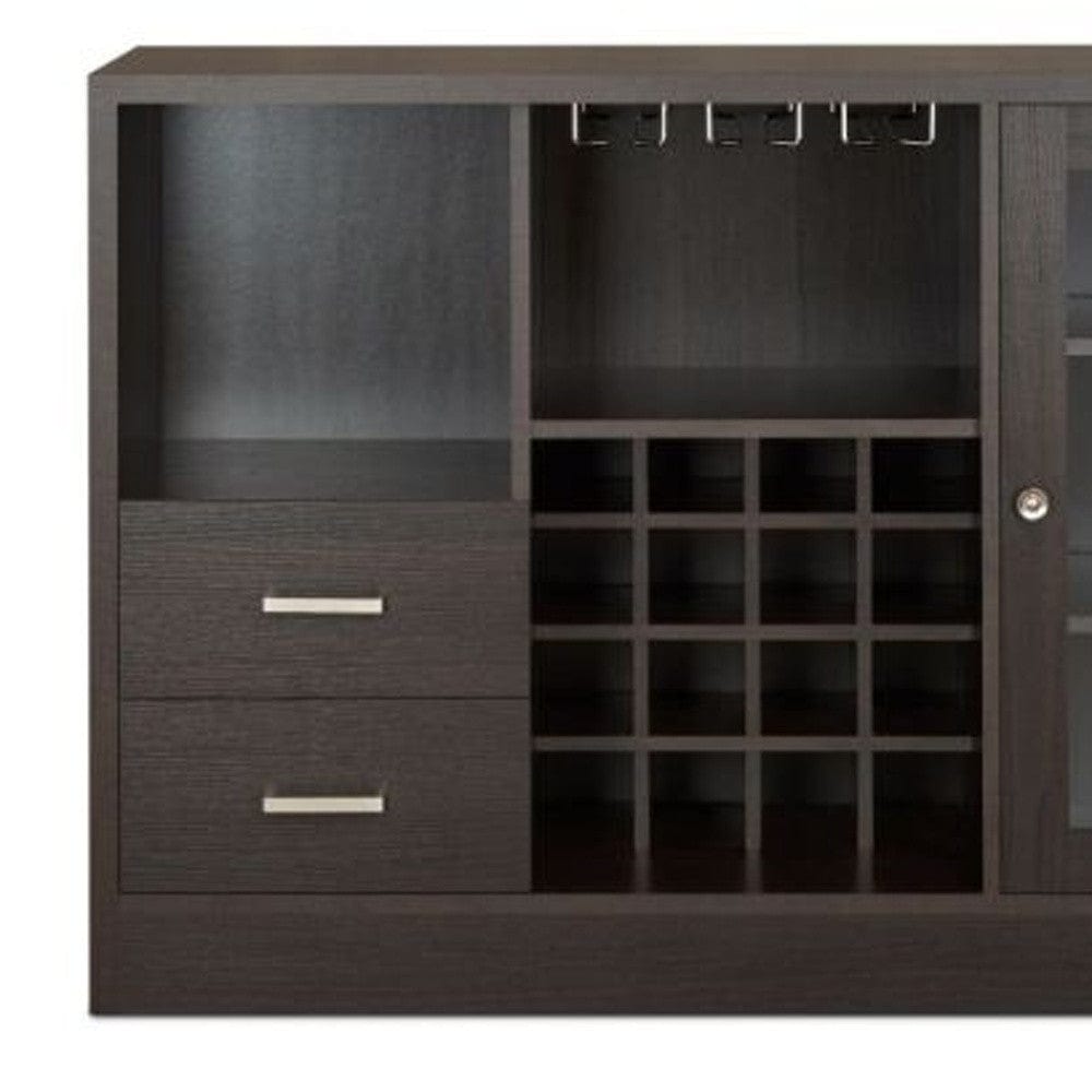 47" Espresso Solid Wood Frame With Five Shelves And Two Drawers - Homeroots