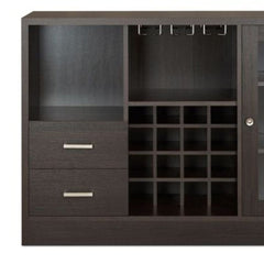 47" Espresso Solid Wood Frame With Five Shelves And Two Drawers - Homeroots