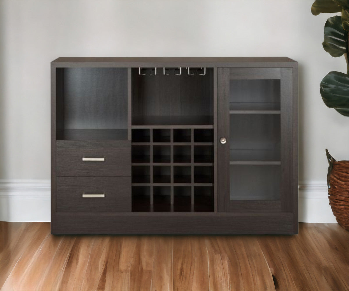 47" Espresso Solid Wood Frame With Five Shelves And Two Drawers - Homeroots - Flyclothing LLC