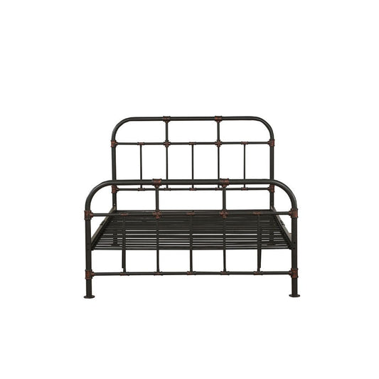 Gray Industrial Pipe Design Full Bed Frame - Homeroots