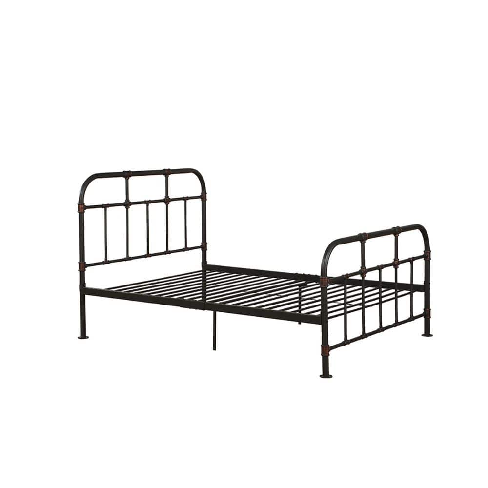 Gray Industrial Pipe Design Full Bed Frame - Homeroots