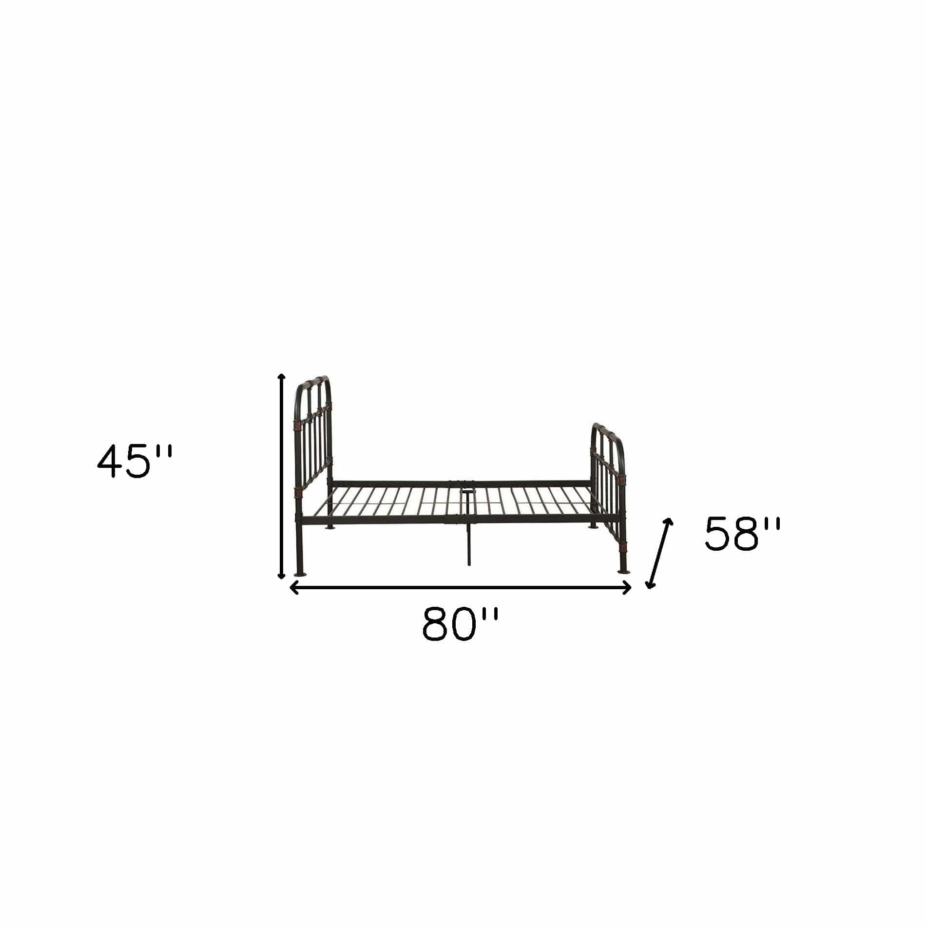 Gray Industrial Pipe Design Full Bed Frame - Homeroots