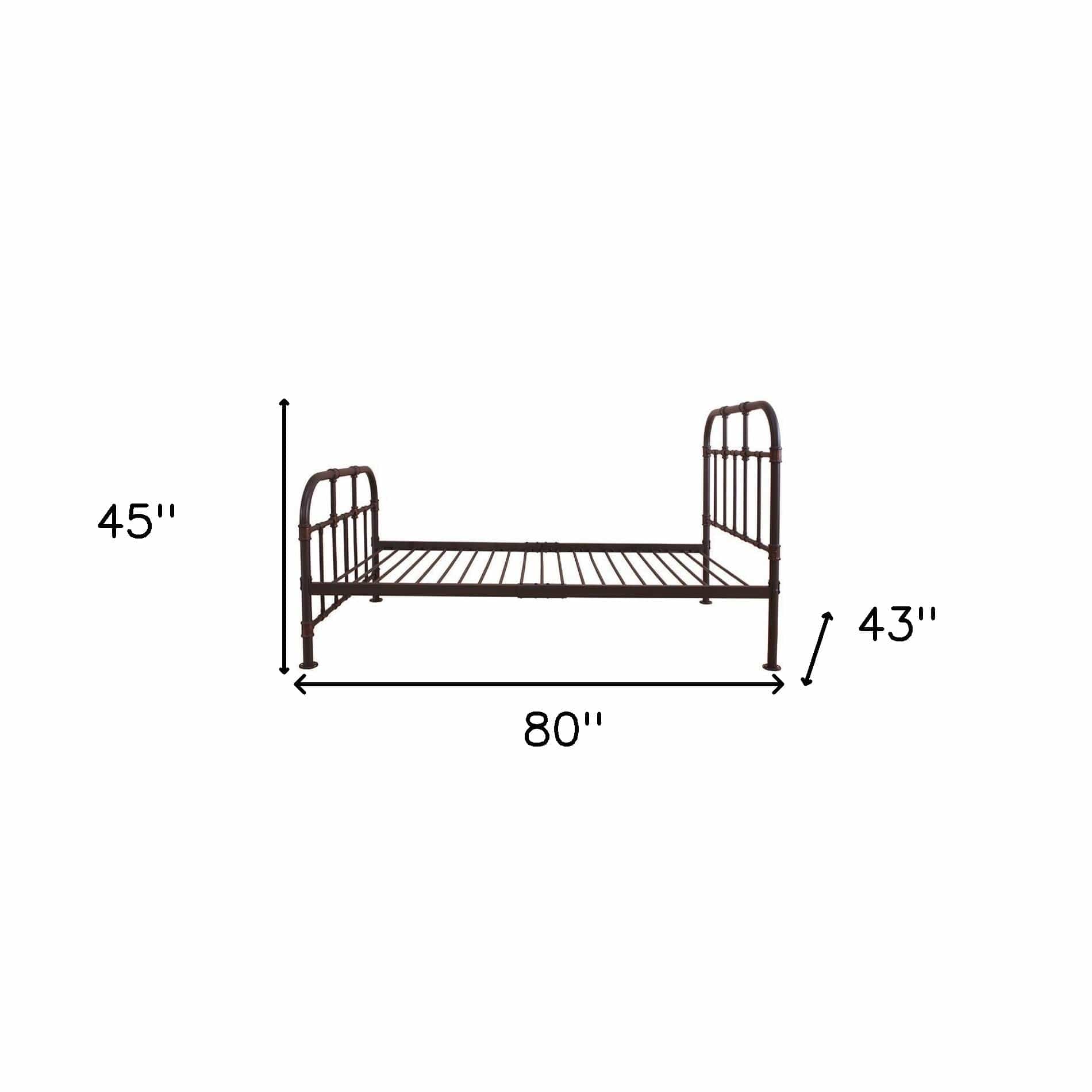 Gray Metal Twin Bed Frame - Homeroots