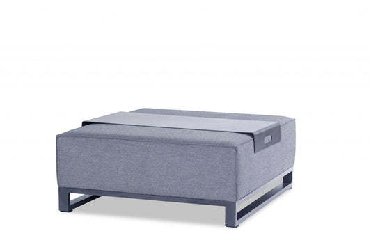 40" Gray Linen Cocktail Ottoman - Homeroots