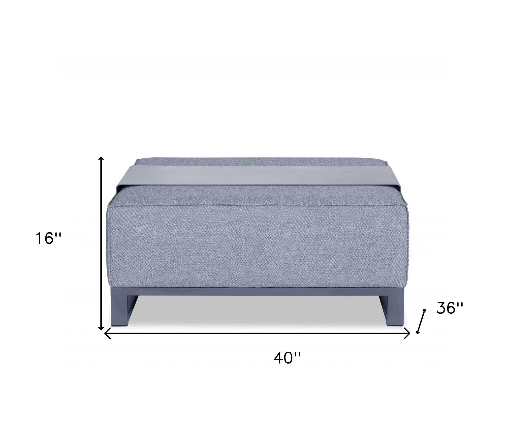 40" Gray Linen Cocktail Ottoman - Homeroots - Flyclothing LLC