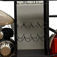 Red and Black Metal And Wood Rolling Glider Bike Bar Cart With Wine Storage - Homeroots