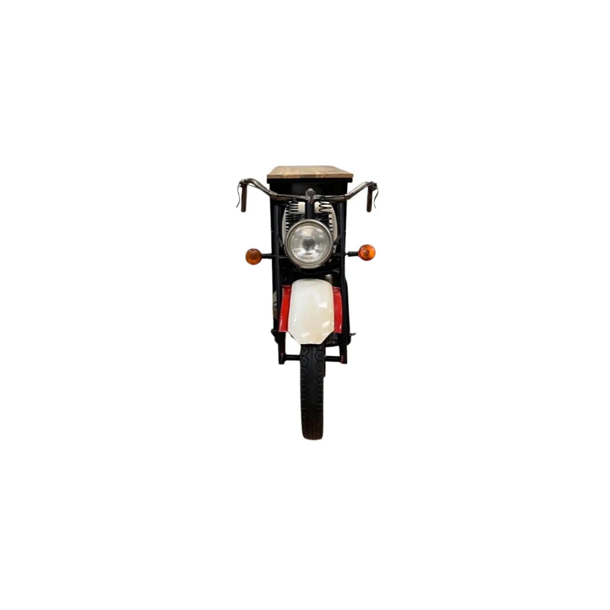 Red and Black Metal And Wood Rolling Glider Bike Bar Cart With Wine Storage - Homeroots - Flyclothing LLC