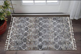 3' X 5' Brown White and Gray Geometric Area Rug With Fringe - Homeroots