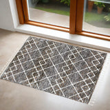 3' X 5' Brown Geometric Area Rug - Homeroots
