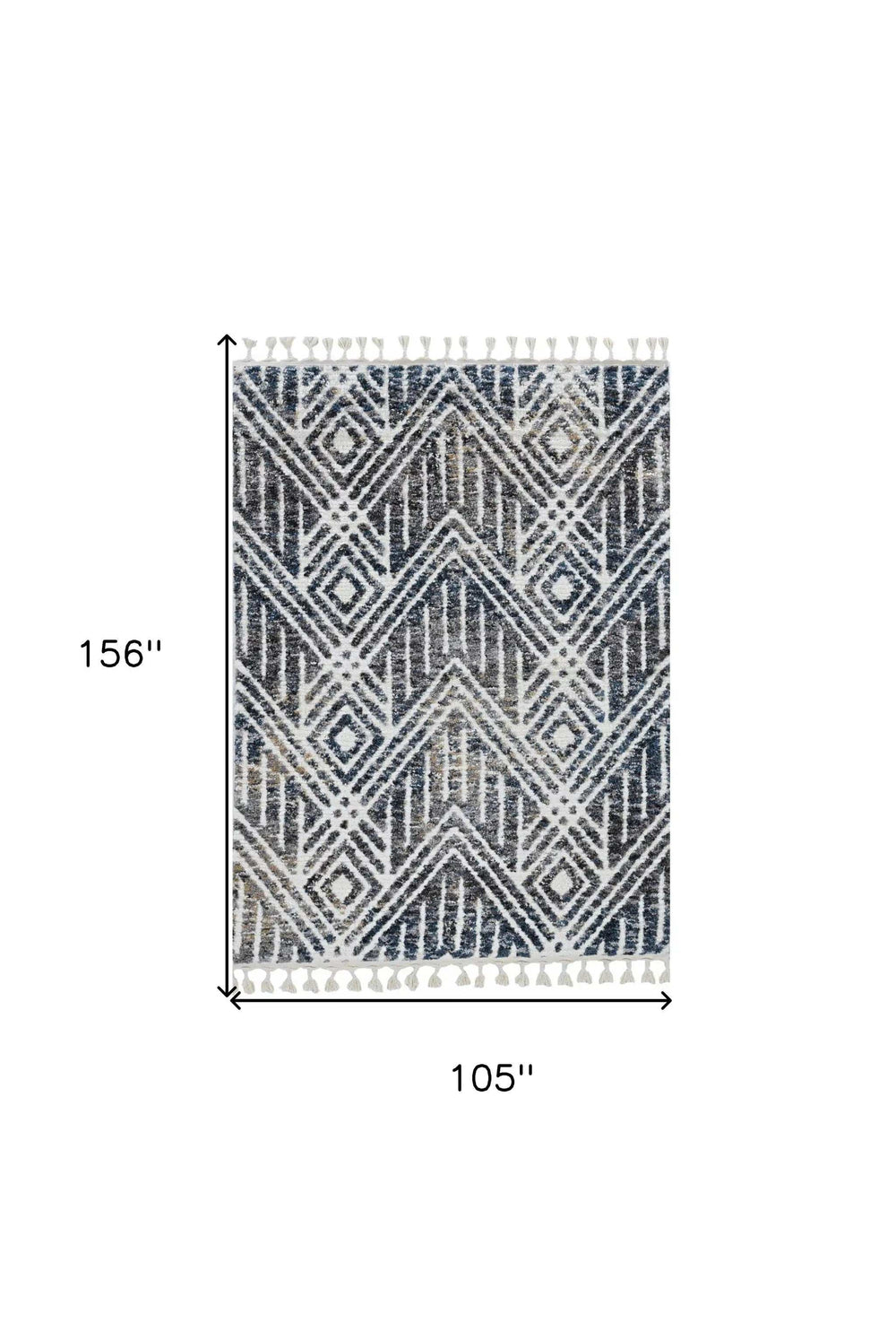 9' X 13' Gray and Ivory Geometric Area Rug - Homeroots - Flyclothing LLC