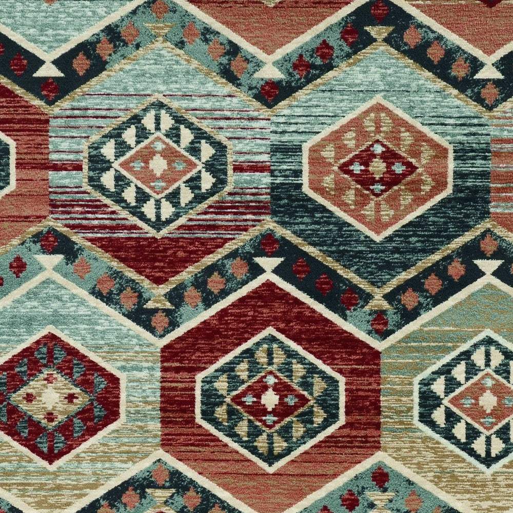 3' X 5' Red Machine Woven Honeycomb Lodge Indoor Area Rug - Homeroots - Flyclothing LLC