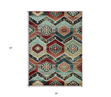 3' X 5' Red Machine Woven Honeycomb Lodge Indoor Area Rug - Homeroots
