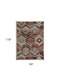 8' X 10' Red Machine Woven Honeycomb Lodge Indoor Area Rug - Homeroots