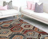 8' X 10' Red Machine Woven Honeycomb Lodge Indoor Area Rug - Homeroots