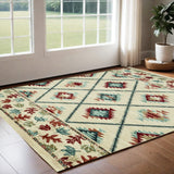 3' X 5' Ivory Southwestern Area Rug - Homeroots