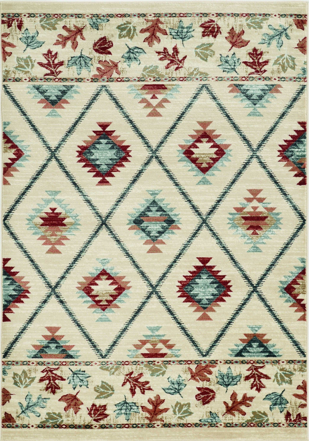 5' X 8' Ivory Machine Woven Geometric Lodge Indoor Area Rug - Homeroots