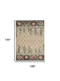 9' X 12' Ivory Beige and Gray Woodland Lodge Area Rug - Homeroots