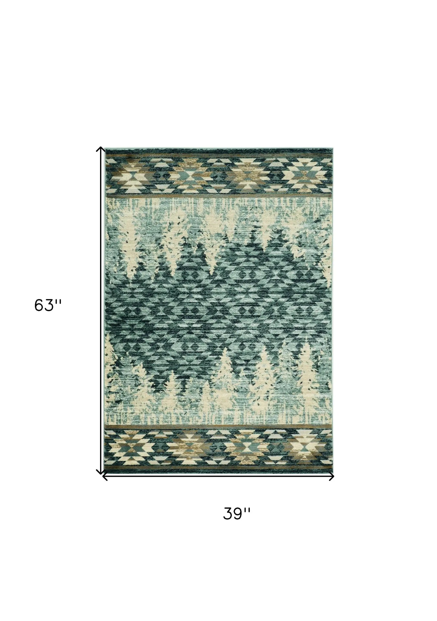 3' X 5' Slate Blue Southwestern Area Rug - Homeroots - Flyclothing LLC