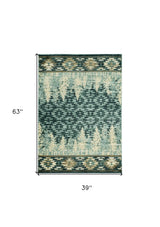 3' X 5' Slate Blue Southwestern Area Rug - Homeroots - Flyclothing LLC