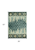3' X 5' Slate Blue Southwestern Area Rug - Homeroots