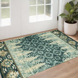 3' X 5' Slate Blue Southwestern Area Rug - Homeroots