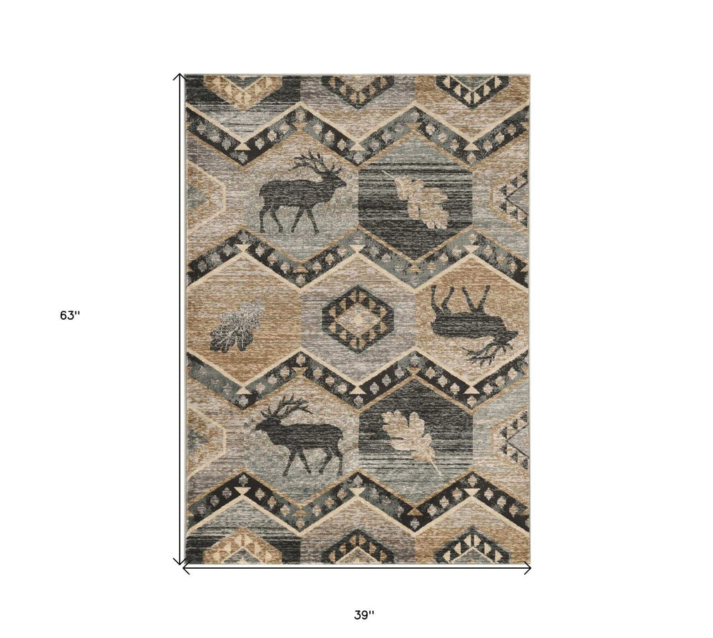 3' X 5' Beige and Ivory Woodland Lodge Area Rug - Homeroots - Flyclothing LLC